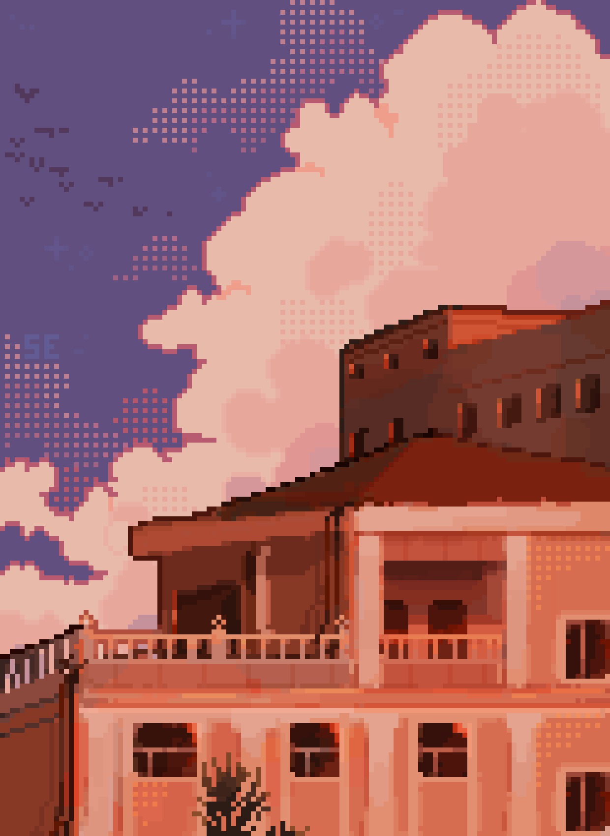 Sunset in a mediterranean resort