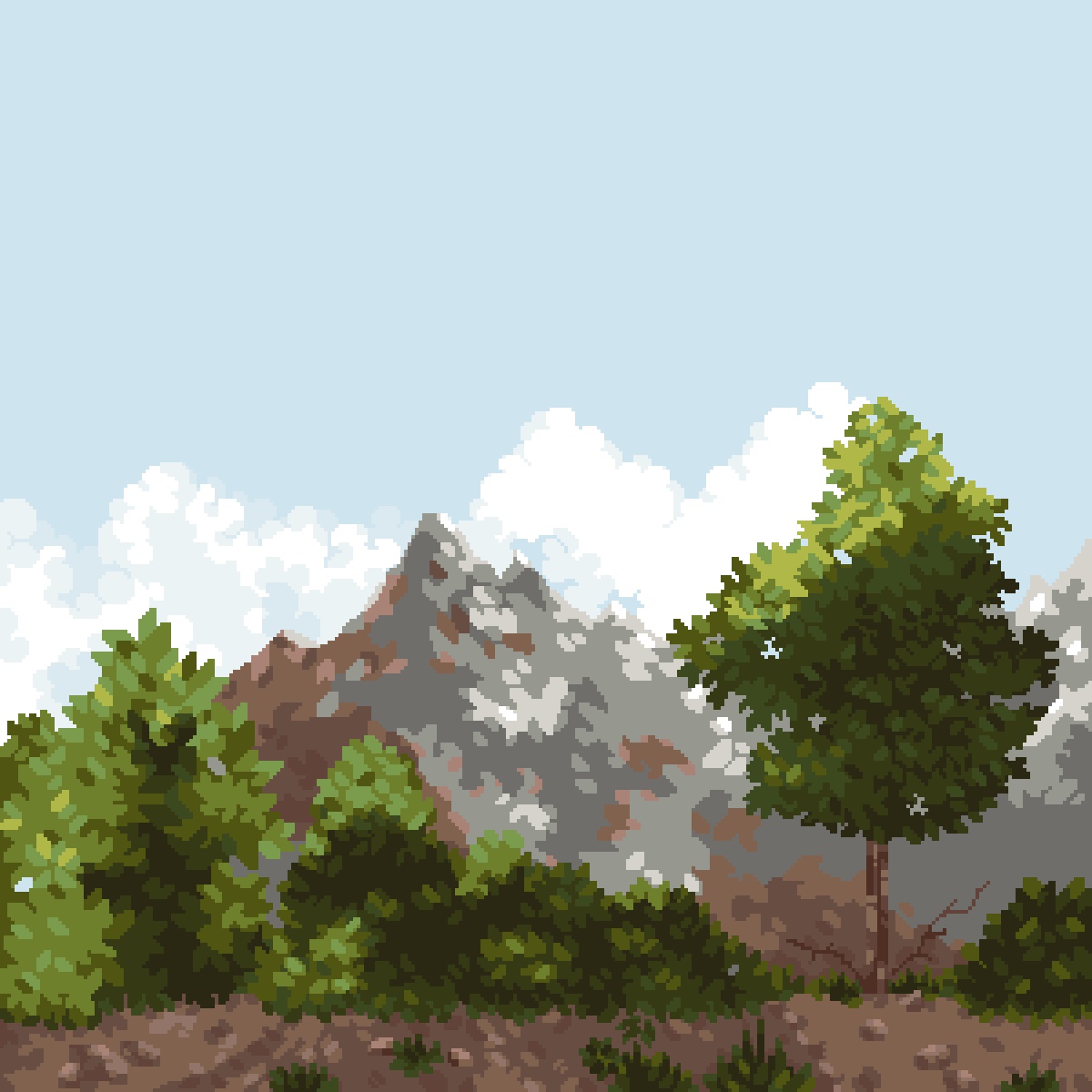 A tree and a mountain