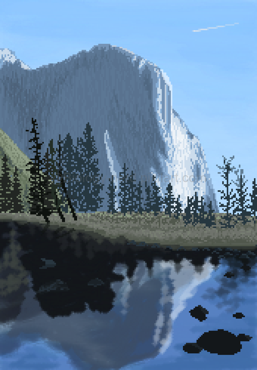 North american boreal nature scene with a square mountain in the background