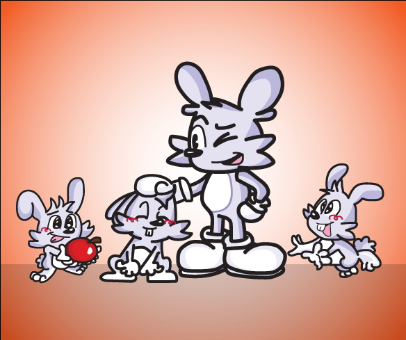 lucky playing with his kids